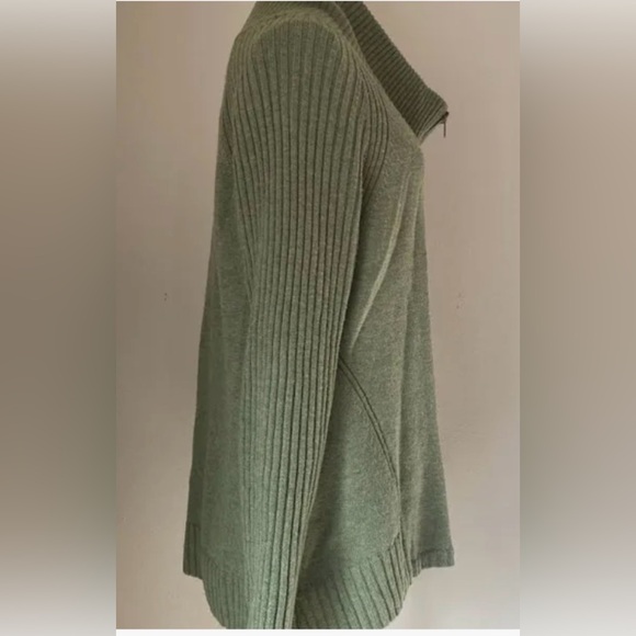 Eileen Fisher Women’s Green Double Zipper Asymmetrical Cardigan Size Small - Picture 5 of 10